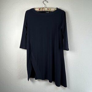 Sympli 3/4 Sleeve Soft Cold/Cut Out Shoulder Asymmetrical Hem Blouse Sz 12 Black